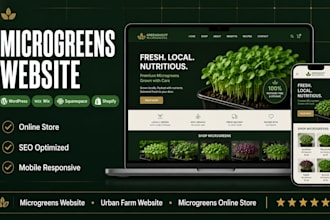 build a microgreens website, microgreens online store, and agriculture website