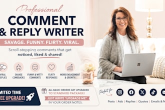 write comments for instagram, facebook, tiktok, blogs and social media posts