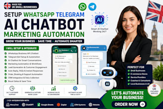 setup whatsapp telegram ai chatbot marketing automation for small business in UK