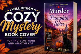 design a cozy mystery book cover for indie authors and amazon KDP