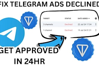 fix ads  approved telegram ad in 24hrs fix ad destination, bot telegram ads