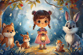 create fanciful whimsical watercolor cozy children book illustration