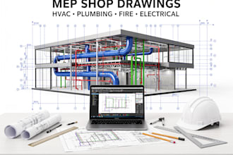 draw mep shop drawings hvac plumbing electrical fire protection drafting design