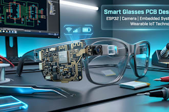 develop pcb and embedded system for wearable smart glasses with camera and esp32
