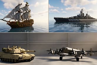 make blockbench minecraft vehicle plane ship addon 3d game asstes in voxel style