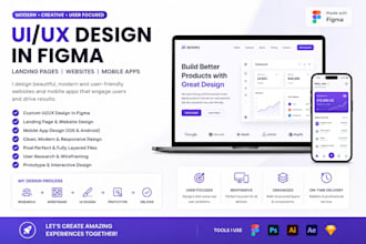 do UI UX design in figma landing page for website UI UX mobile app design