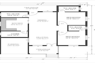 do 2d floor plan construction drawing of house, restaurant, garage, site, office