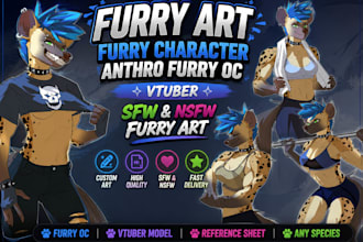 draw furry art, furry character anthro furry oc, vtuber, sfw and nsfw furry art