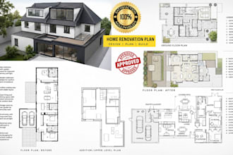draw city permit home renovation house addition office extension plan in US ca