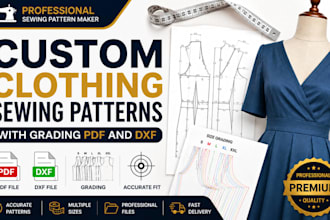 create custom clothing sewing patterns with grading pdf and dxf