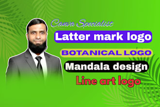 create modern letter mark, botanical logo using canva