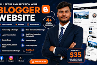 design, customize, and fix your blogger or blogspot website professionally