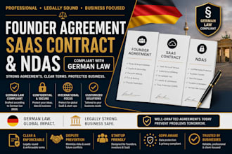 draft founder agreement saas contract and ndas complaint with german law