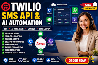 setup twilio SMS API, IVR, ai voice agent, chatbot and automation
