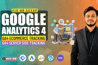 setup google analytics 4, ecommerce tracking, server side tracking by GTM