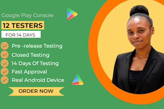 provide 12 or 20 testers for google play closed testing for 14 days