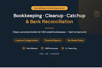 do quickbooks online cleanup, catchup, bookkeeping and bank reconciliation