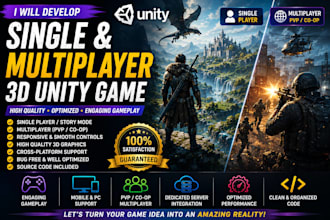 develop single and multiplayer 3d unity game