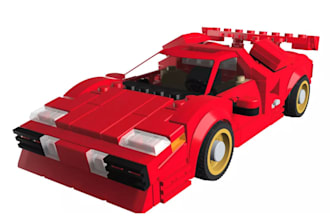 custom 3d lego moc,  car, bike, house with PDF instructions and xml part list