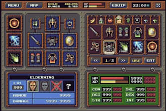 draw pixel art ui retro game hud asset 8bit icon rpg menu screen twitch overlays