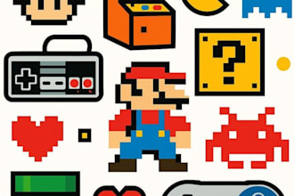 do pixel art logo design, for anything ,character, game