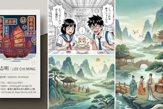 business card design comic animated illustrations