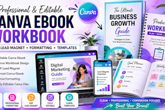 design editable canva ebook pdf lead magnet workbook, canva ebook canva workbook
