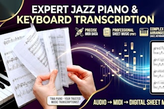 transcribe jazz piano recording to sheet music keyboard synth midi arrangement