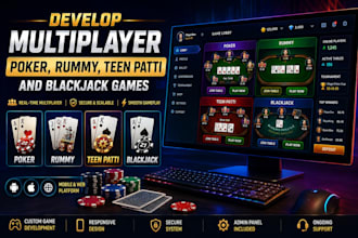 design and develop multiplayer poker, rummy, teen patti card and blackjack games