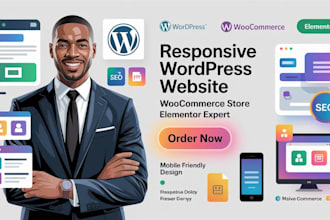 build responsive wordpress website woocommerce store elementor ai custom design