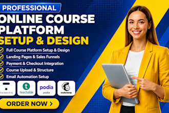 build thinkific website teachable online course  podia website online course