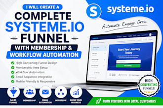create a complete systeme io funnel with membership and workflow automation
