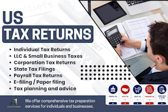prepare and file US tax return for individual, llc, business