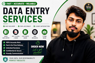 do data entry, PDF to excel, copy paste work