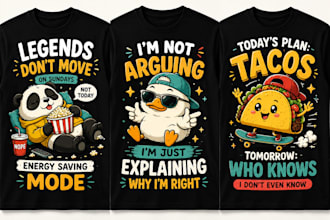 create viral funny cartoon tshirt designs for pod