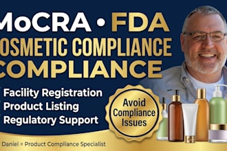provide mocra compliance, cosmetic facility registration and product listing