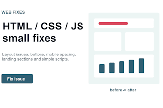 fix html css javascript bugs or update your landing page