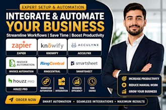 zapier knowify acculynx invoice automation ringcentral smartsheet houzz pro