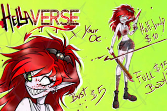 draw your oc in helluva boss and hazbin hotel style