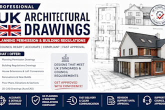 uk architectural drawings for planning permission and building regulations