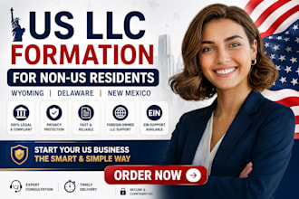 register your US llc for non residents in wyoming delaware or new mexico