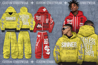 design custom bold streetwear apparel graphics for your brand