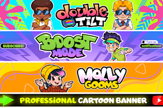 create a professional cartoon banner for your channel