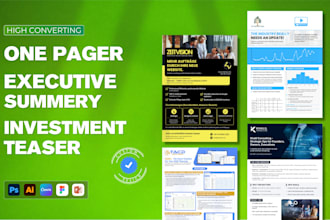 design one pager, executive summary, investment teaser, company profile