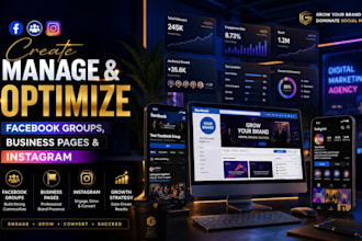 create, manage and optimize facebook groups, business pages and instagram