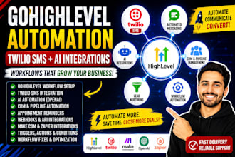 setup gohighlevel automations workflows with twilio sms and ai integrations