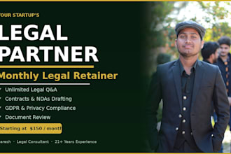 your monthly legal retainer and on call legal consultant for your startup