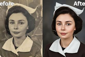 do photo restoration, colorize old photos and fix blurry images