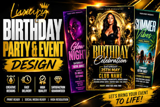 design luxury birthday, party and event flyer design