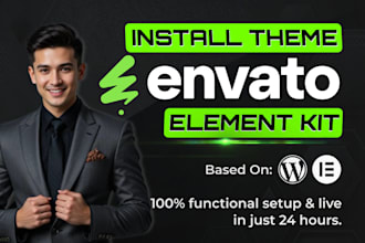 install theme envato element kit and customize wordpress website